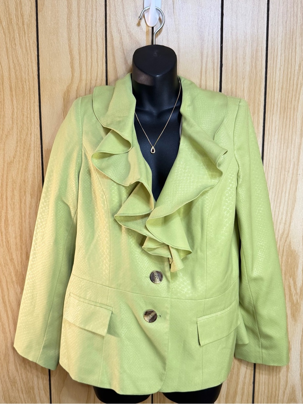 Ruffled Lime Green Women's Blazer Jacket